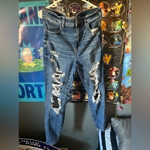 Distressed Dark Wash American Eagle Stretch Jeans